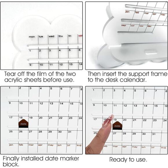 Practical Retro Perpetual Planner Desk Calendar Reminders Acrylic Phone holder - Picture 2 of 8